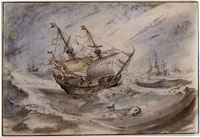 Hendrick Avercamp Ships at Sea in a Storm