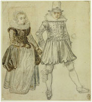 Hendrick Avercamp A Fashionably-dressed Young Couple