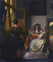 Pieter de Hooch A Couple Making Music at a Table, with a Serving Girl