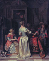 Pieter de Hooch A Party of Four Figures at a Table
