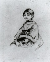 Berthe Morisot Little girl with a cat