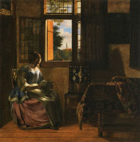 Pieter de Hooch A Woman Reading a Letter by a Window
