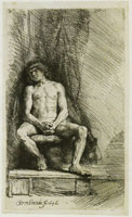 Rembrandt Drawing Model with a Sitting Young Man