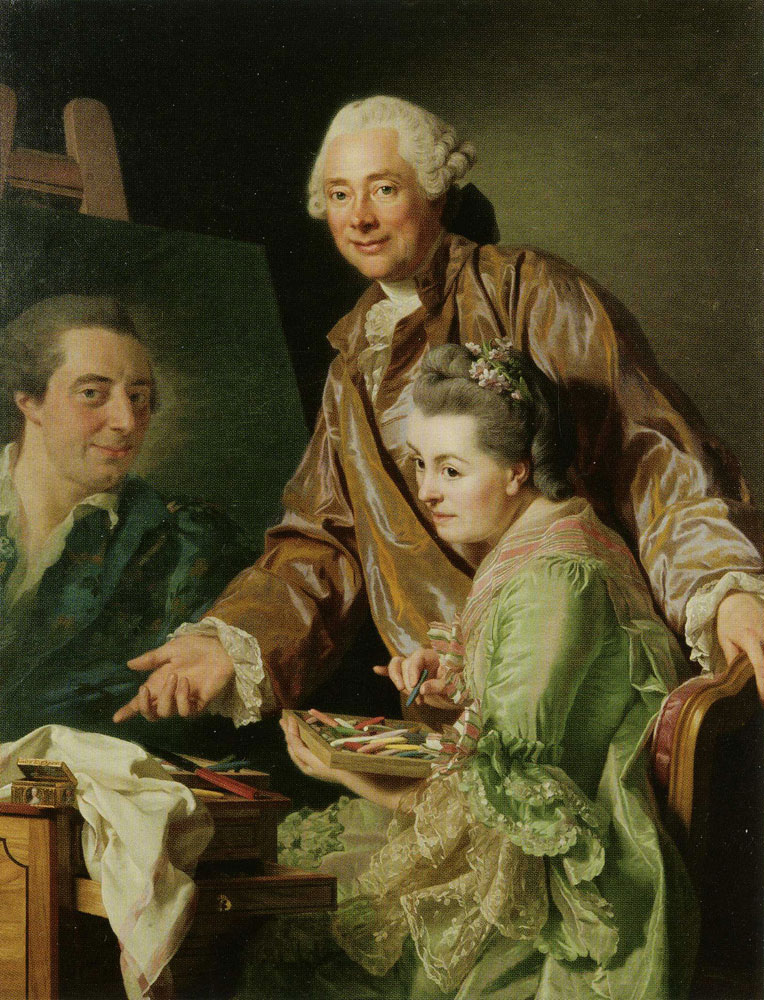 Alexander Roslin - Self-Portrait with His Wife Marie-Suzanne Giroust Painting a Portrait of Hendrik Wilhelm Peill