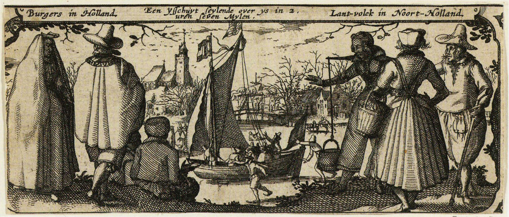 Claes Jansz. Visscher - Townsfolk. an Ice Yacht and Skaters on the Ice