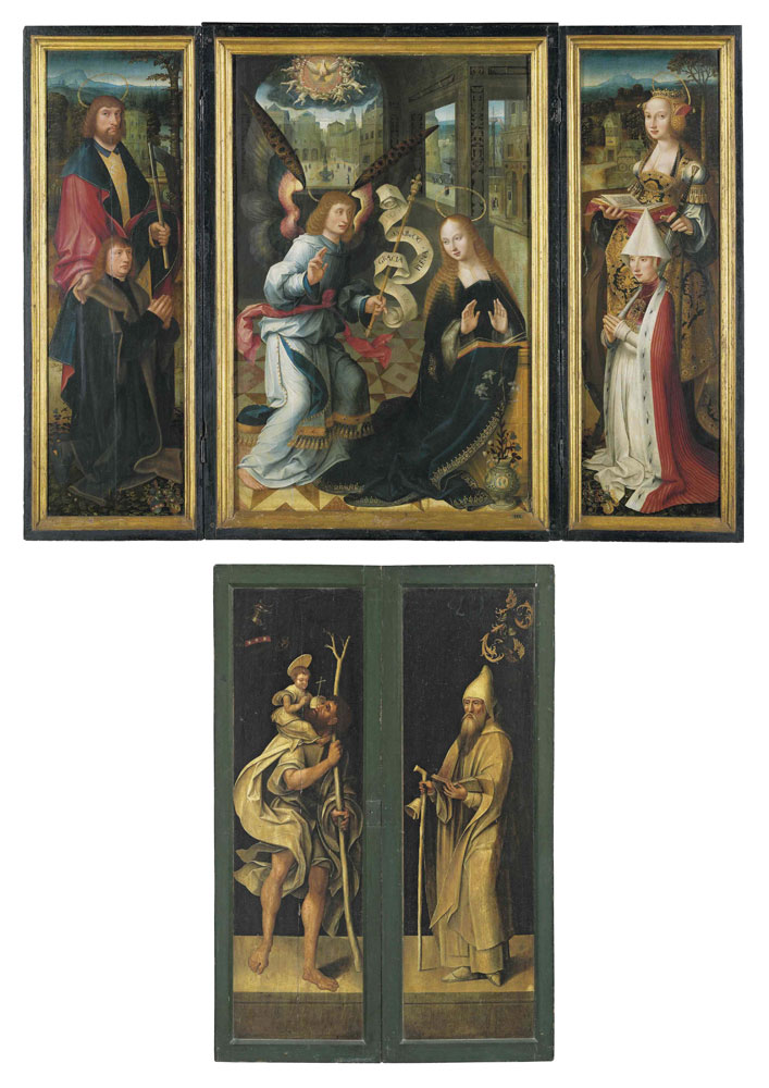 Jacob Claesz. van Utrecht - Triptych with Annunciation