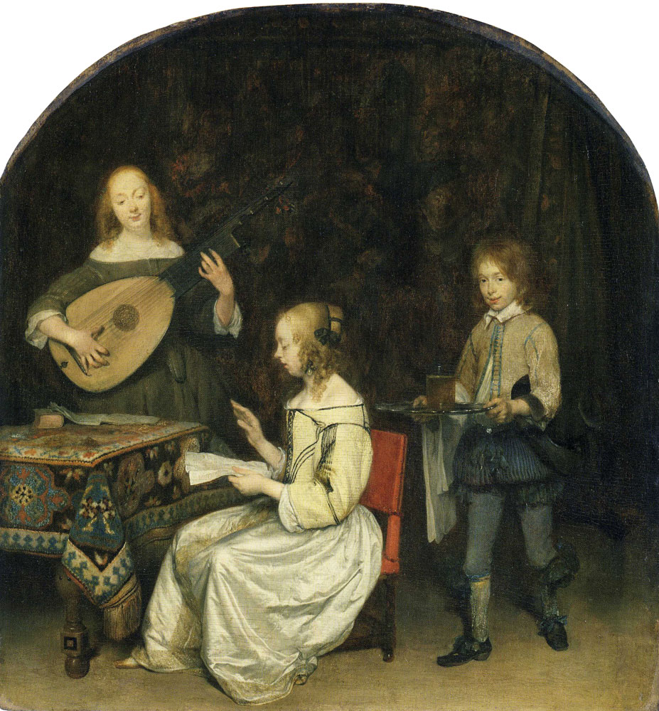 Gerard ter Borch - Two Young Musicians Served by a Page