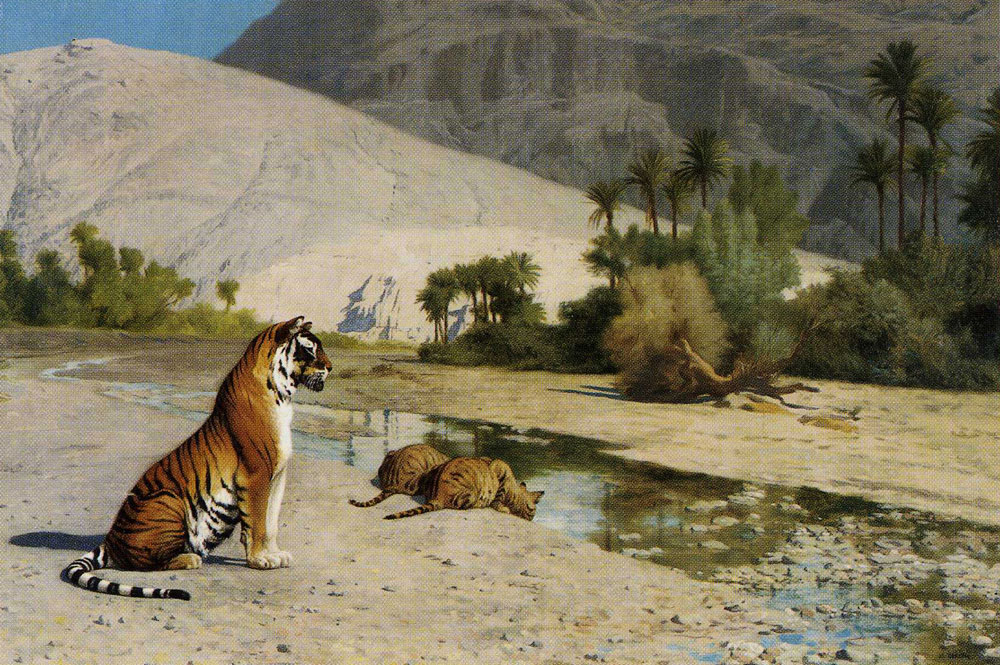 Jean-Léon Gérôme - Thirst-Tigress and Cubs