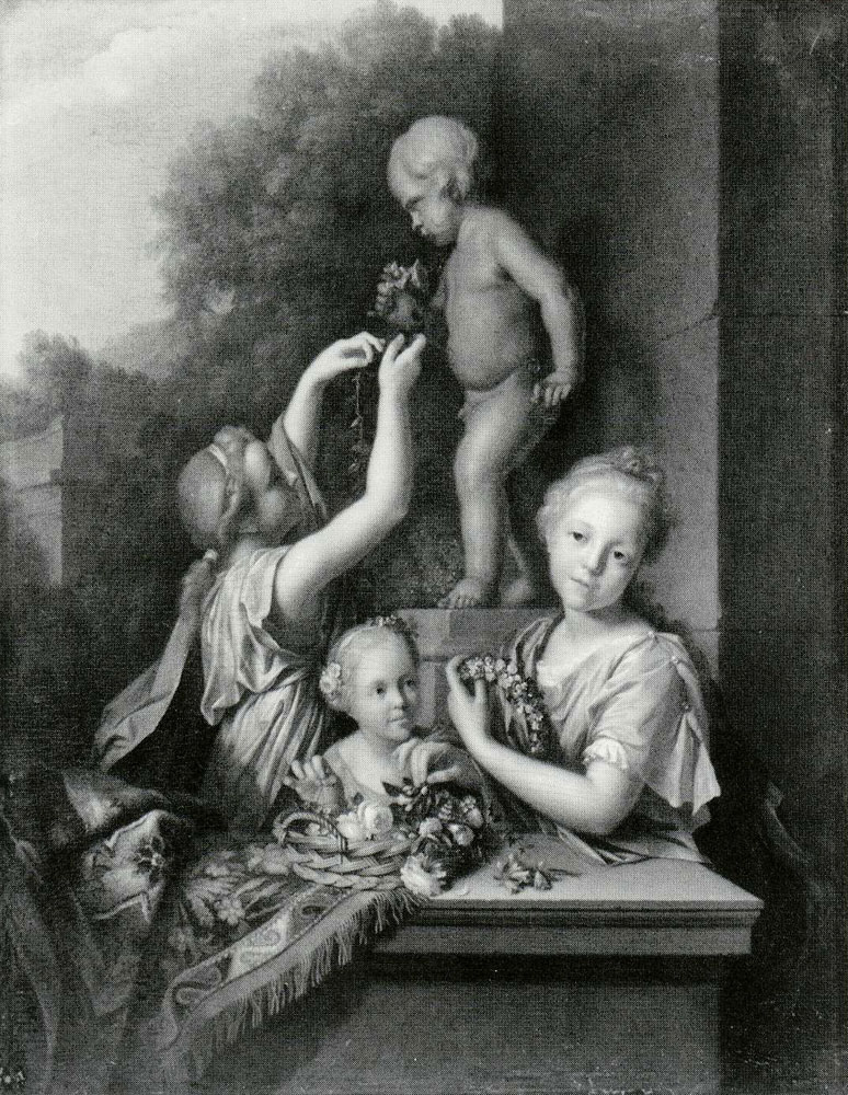 Pieter van der Werff - Three Maidens Giving Flowers to Amor