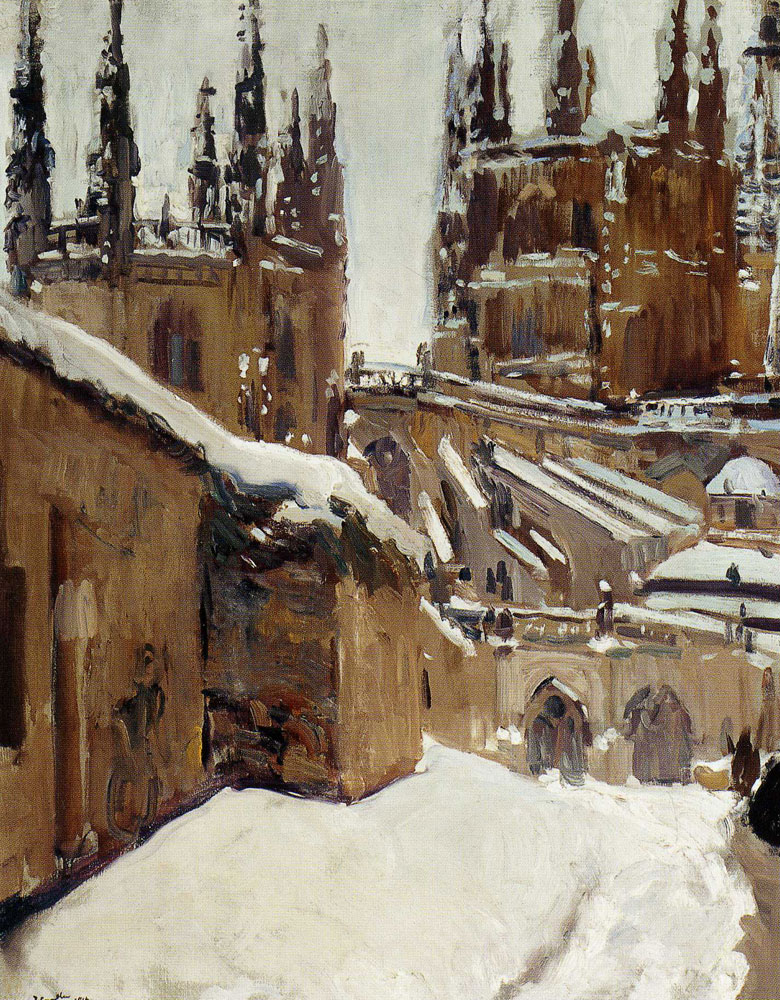 Joaquin Sorolla y Bastida - The Cathedral of Burgos in the Snow