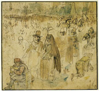 Hendrick Avercamp Numerous Figures on the Ice outside a Town