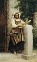 Jean-Léon Gérôme An Italian Girl Playing a Mandolin