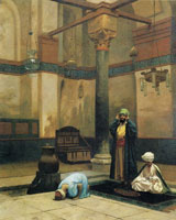 Jean-Léon Gérôme Three Figures Praying in the Corner of a Mosque