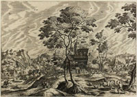 Joannes and Lucas van Doetecum after Hans Bol Village Landscape with a Castle