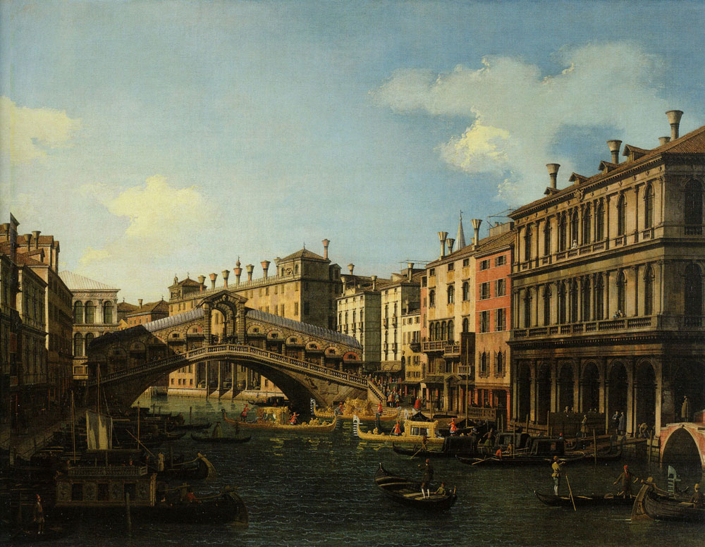 Canaletto - The Embarkation of an Ambassador at the Rialto Bridge