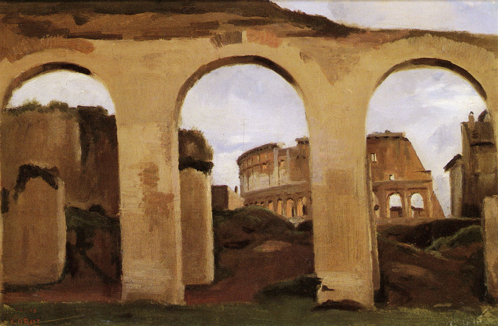 Jean-Baptiste-Camille Corot - The Colosseum Seen through the Arches of the Basilica of Constantine