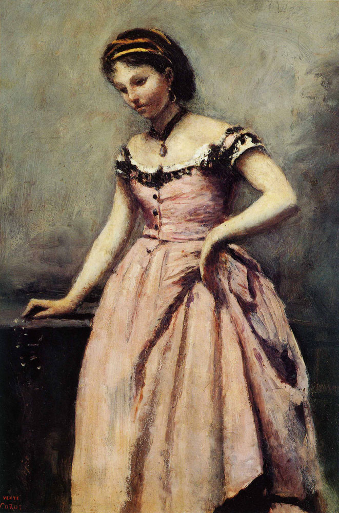 Camille Corot - Young Woman in a Pink Dress