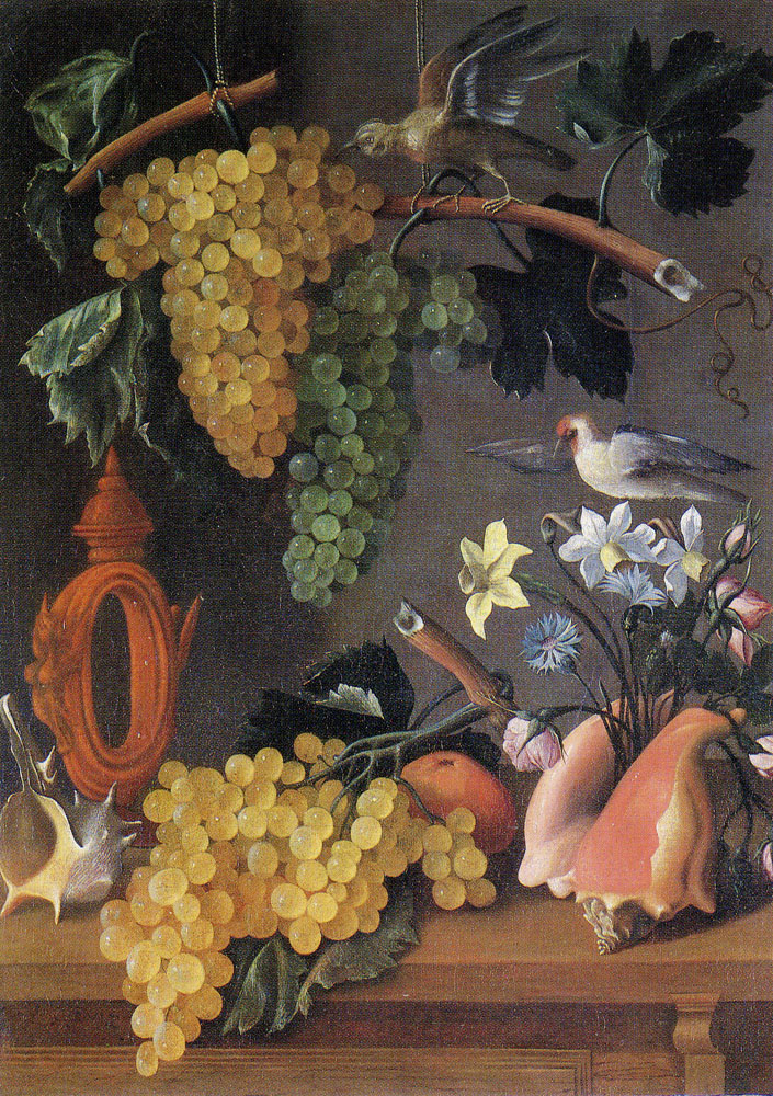 Juan Bautista Espinosa - Still-Life with Grapes, Flowers, and Shells