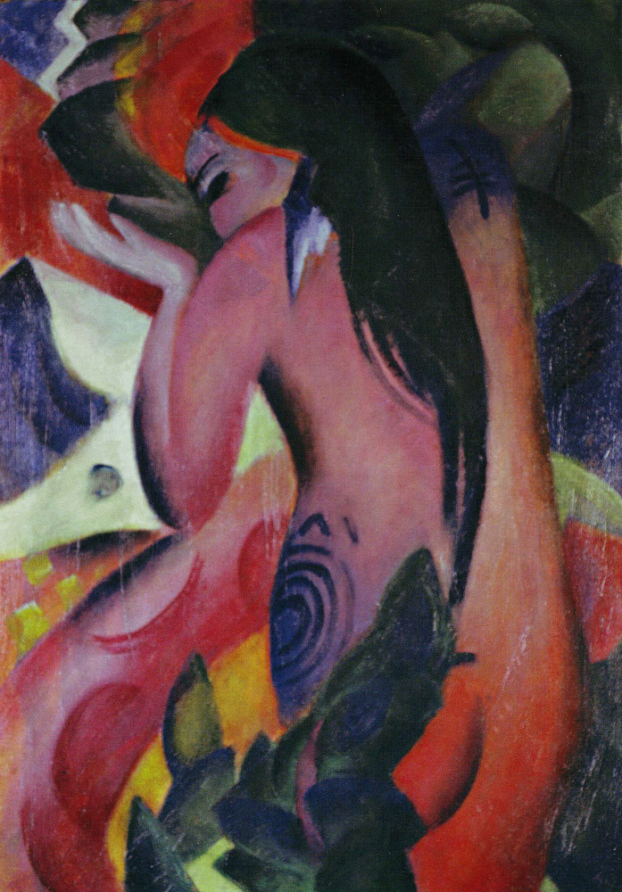 Franz Marc - Red Woman (Girl with Black Hair)