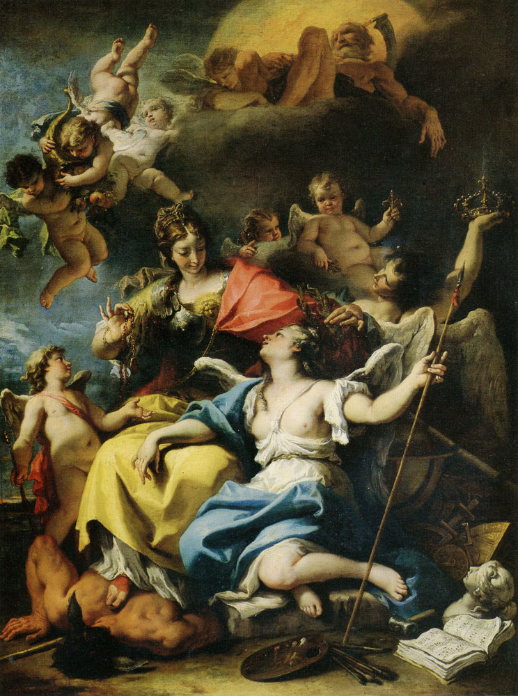 Sebatiano Ricci - Allegory of France as Minerva Trampling Ignorance and Crowning Virtue