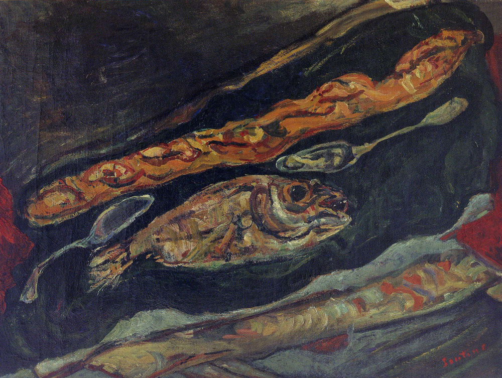 Chaim Soutine - Still Life with Bread and Fish