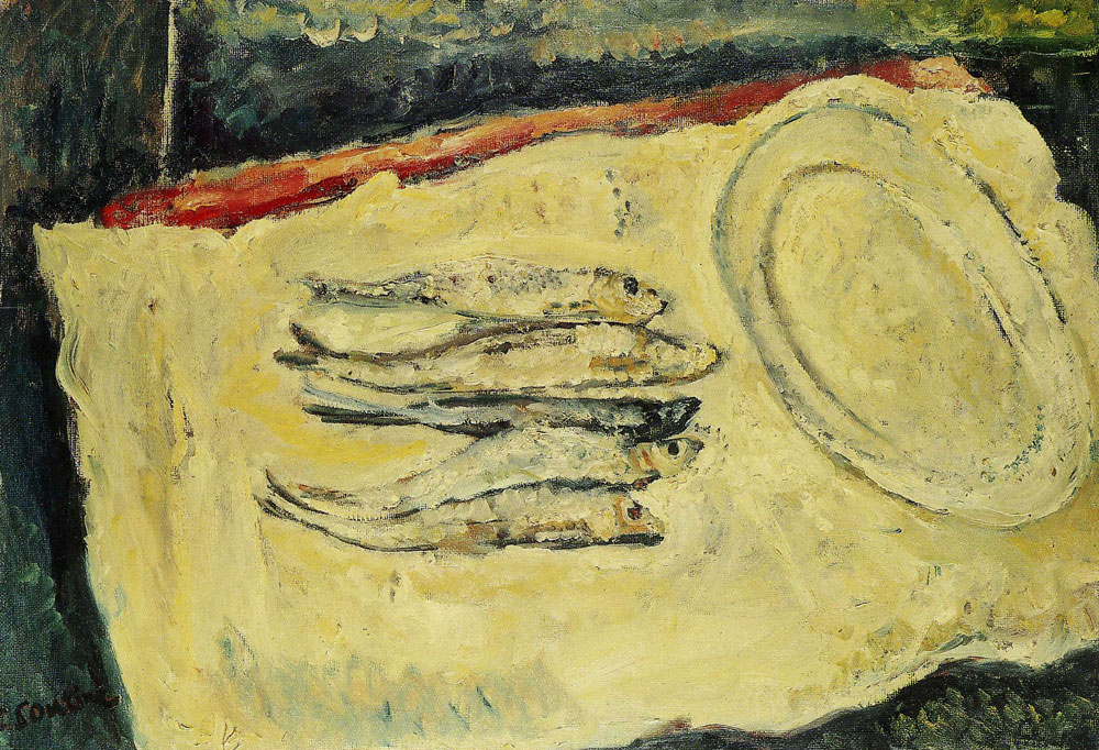 Chaim Soutine - Still Life with Herrings and Oval Plate