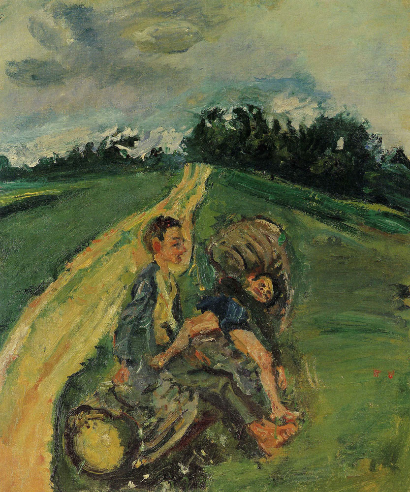 Chaim Soutine - Two Children on a Tree Trunk