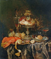 Abraham van Beijeren Still Life with Fruit and a Lobster