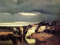 Charles-Emile Jacque Cattle at the Trough