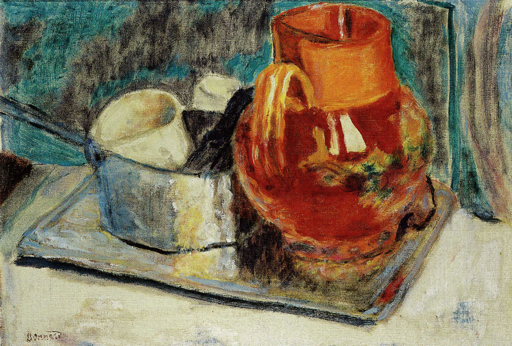 Pierre Bonnard - Plate, Orange Jug, and Casserole