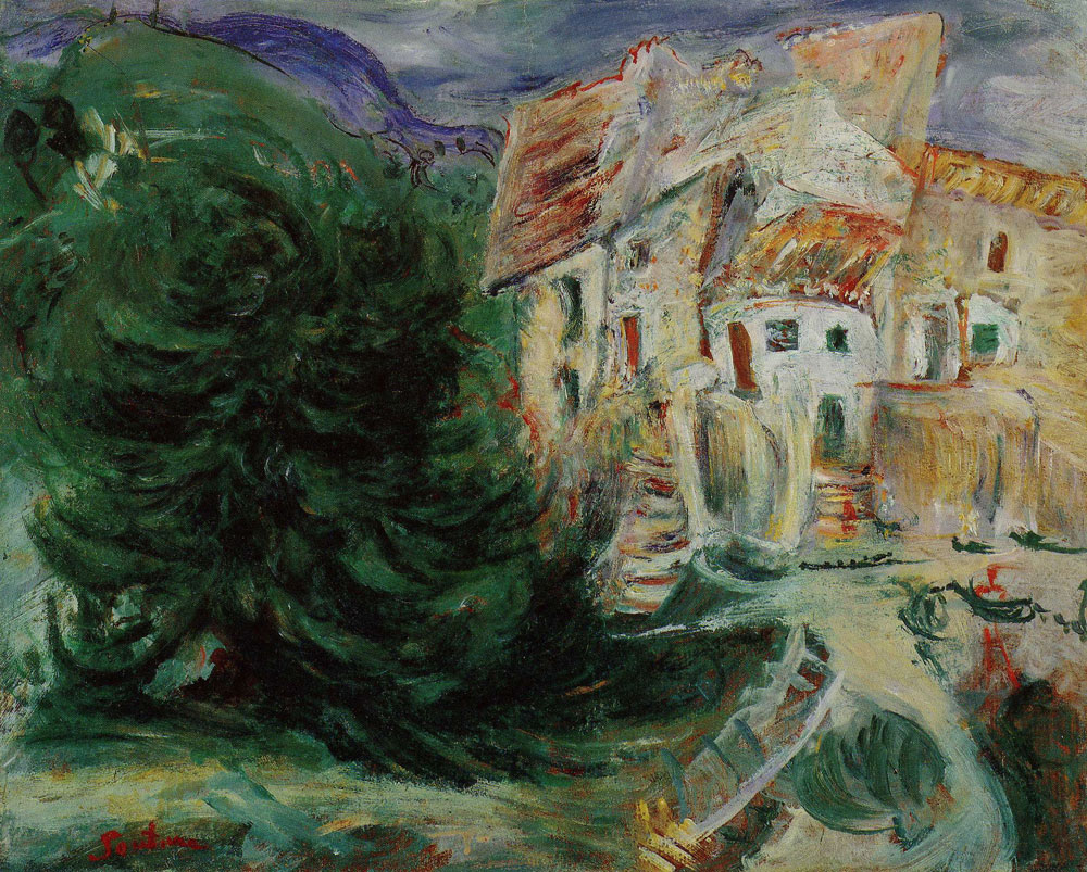 Chaim Soutine - Large Tree in a Village of the Midi