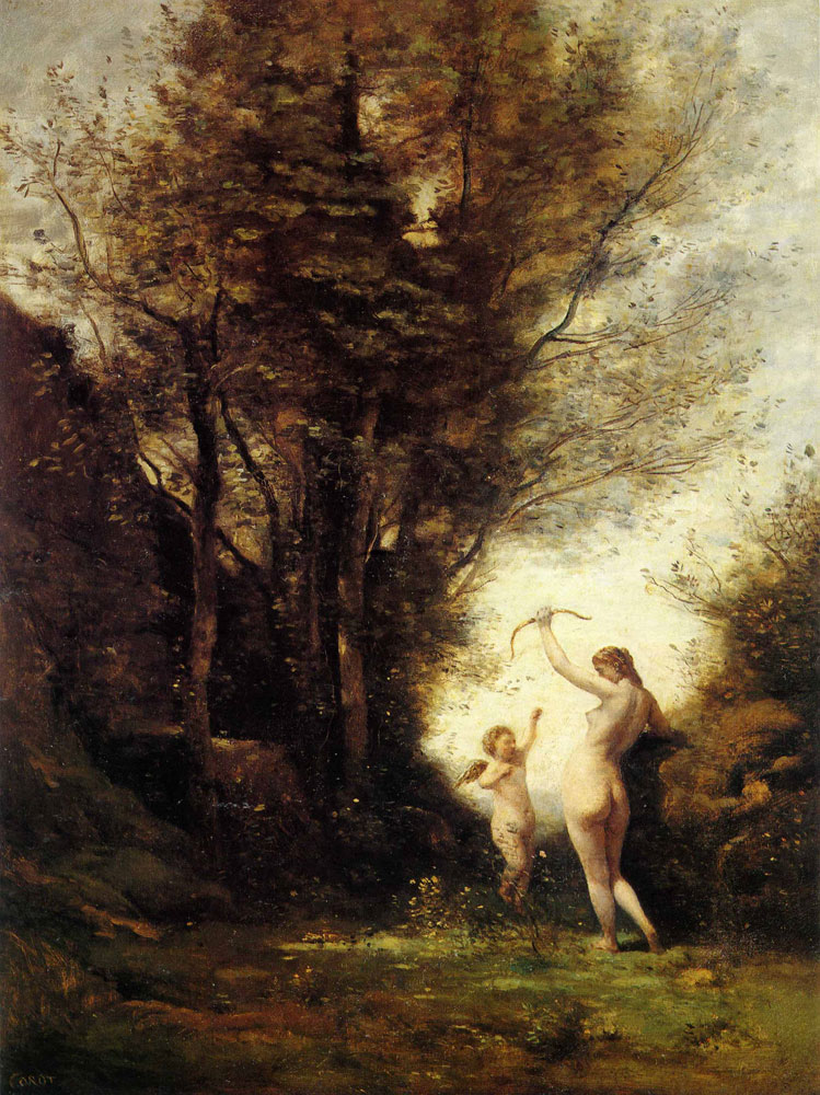 Camille Corot - A Nymph Playing with Cupid