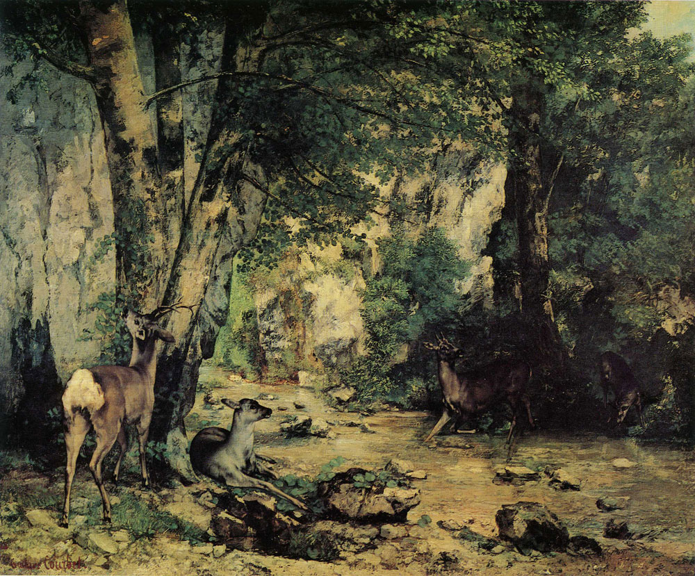 Gustave Courbet - A Thicket of Deer at the Stream of Plaisir-Fontaine