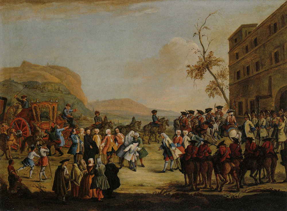 Attributed to Pietro Longhi - Reception of Crown Prince Friedrich Christian at the Border of the Republic of Venice