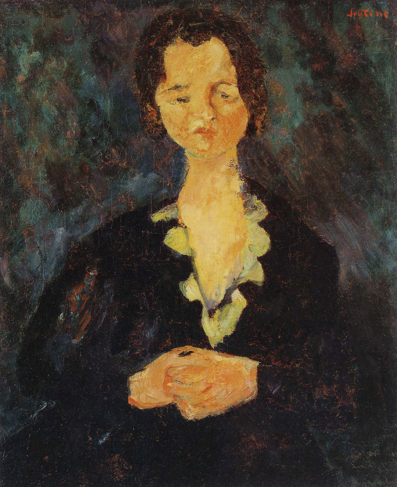 Chaim Soutine - Portrait of a Woman Against Blue Background