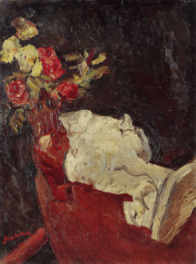 Chaim Soutine - Vase of Roses with Plaster Statue
