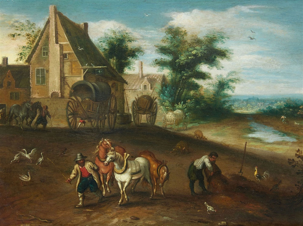 Attributed to Adriaen van Stalbemt - Landscape with Peasants