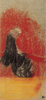Edouard Vuillard Character from a Play Seated against a Red Background