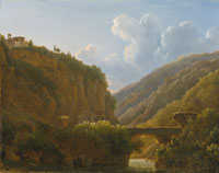 Jean-Joseph-Xavier Bidauld A mountainous river landscape with the Monastery of San Cosimato, to the north of Rome