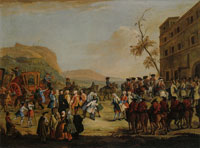 Attributed to Pietro Longhi Reception of Crown Prince Friedrich Christian at the Border of the Republic of Venice