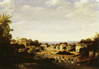 Frans Post Village and Chapel with Portico