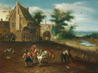 Attributed to Adriaen van Stalbemt Landscape with Peasants