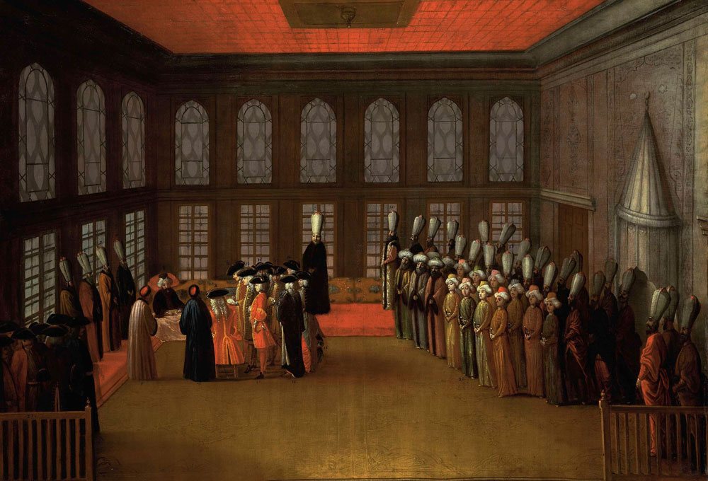 Anonymous - An Ambassador's Audience with the Grand Vizier in his Yali on the Bosporus (Ambassador Cornelis Calkoen, 12 August 1727)