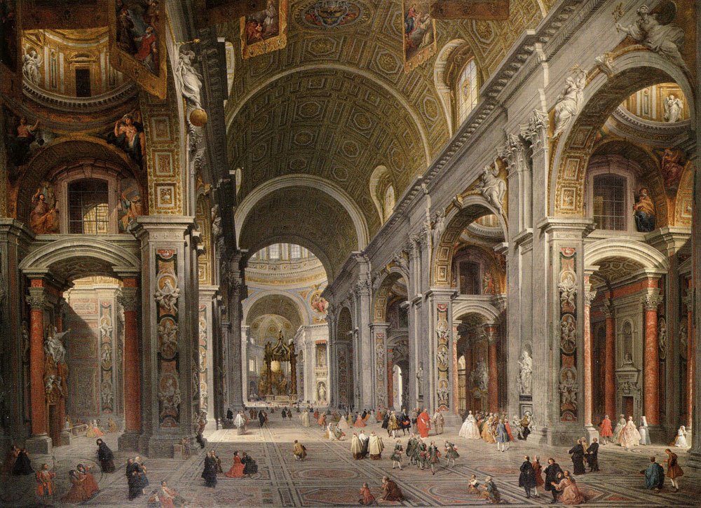 Giovanni Paolo Panini - Interior of St. Peter's with the Visit of the Duc de Choiseul