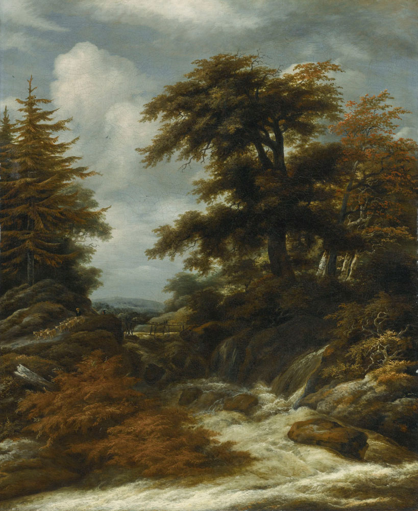 Circle of Jacob van Ruisdael - Wooded Landscape with Waterfall