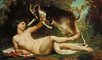 William-Adolphe Bouguereau Bacchante Teasing a Goat (reduction)