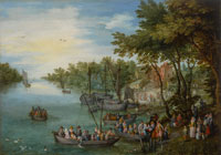 Jan Brueghel the Elder River Landscape with Landing Stage