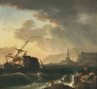 Claude-Joseph Vernet A shipwreck with figures coming ashore