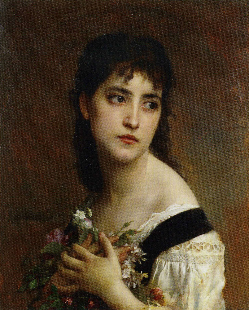 William-Adolphe Bouguereau - Augustine - Girl Holding Flowers to her Breast
