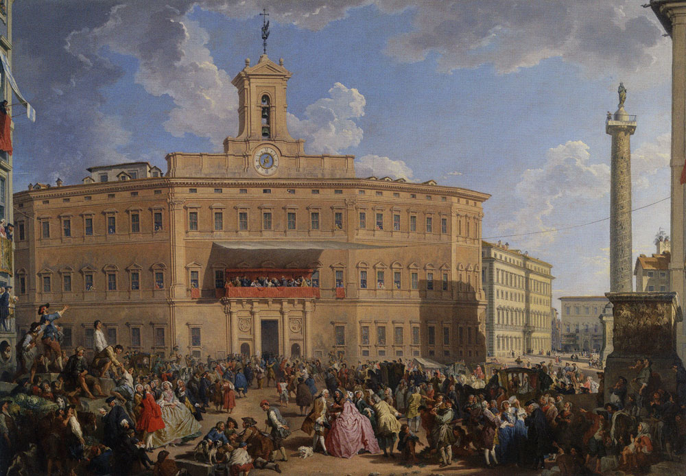 Giovanni Paolo Panini - The Lottery Draw in Piazza di Montecitorio